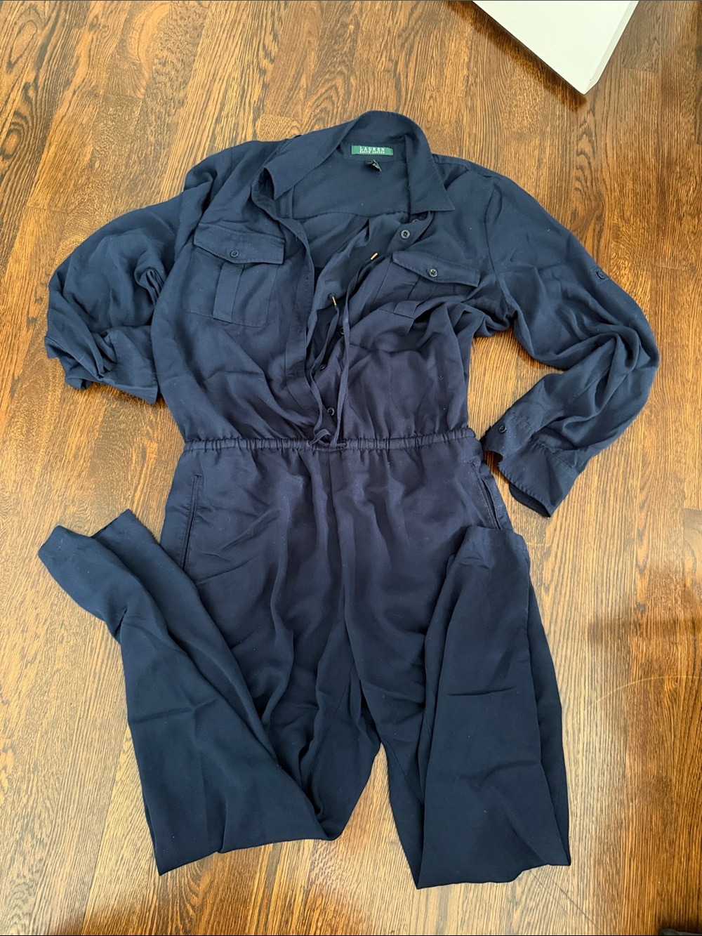 Ralph Lauren Navy Long-Sleeve Utility Jumpsuit
